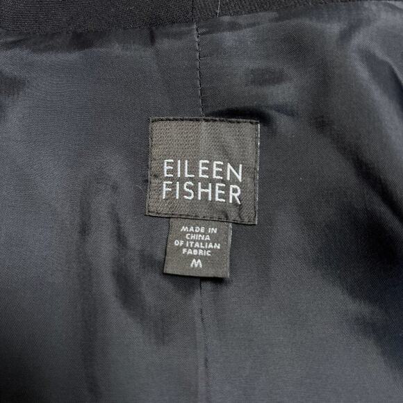 Eileen Fisher Open Front Wool Blazer Jacket SIZE M Black Italian Fabric - Picture 3 of 13